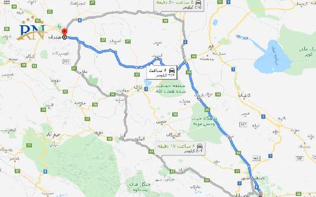 مسافت همدان تا اصفهان با خودروی شخصی